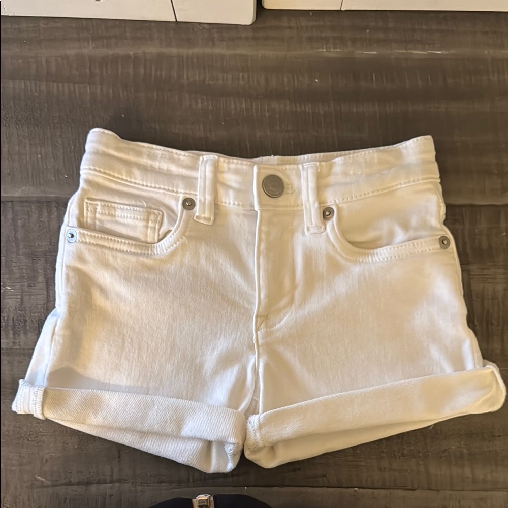 Crewcuts Girls 5T White Rolled-Hem Denim Shorts